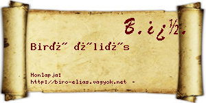 Biró Éliás névjegykártya